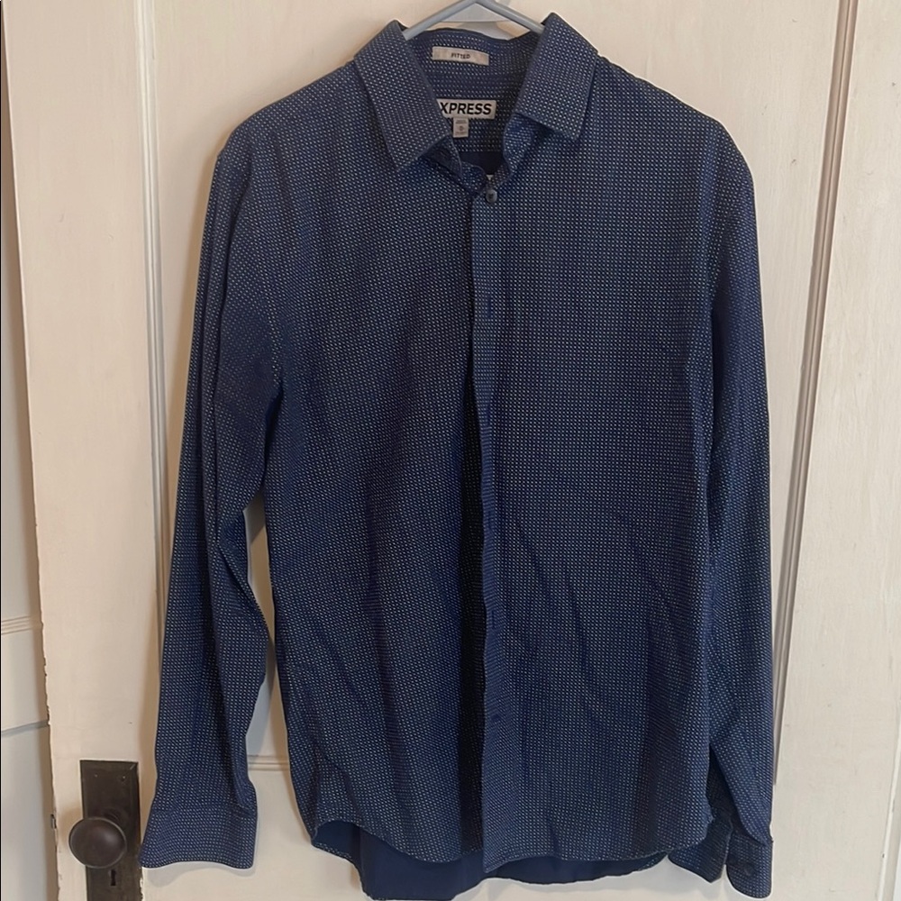 Express Blue Casual Button Down Shirt